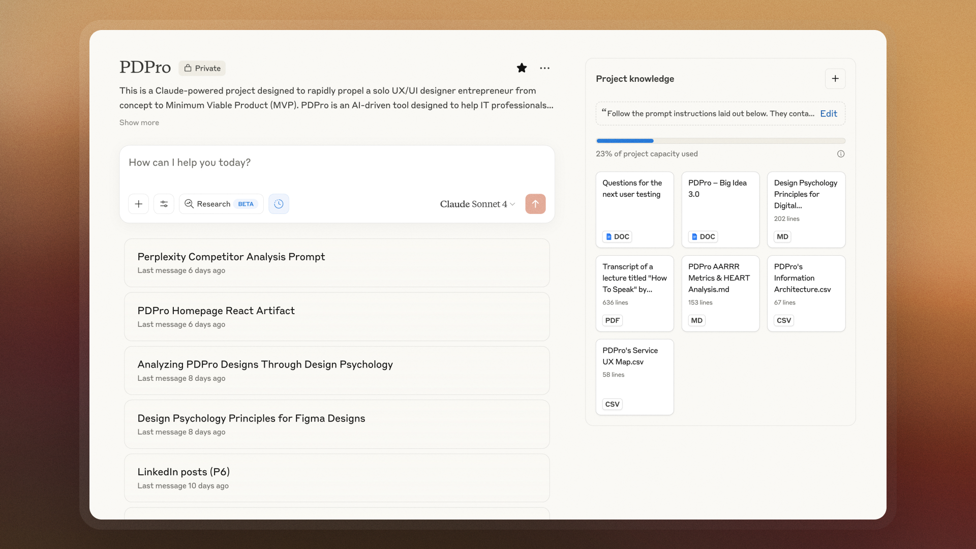 Claude Projects screenshot
